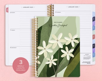 2025 Personalized Planner - 2025 Weekly Planner - Custom Planner - Academic Planner - Best Planners - Abstract Florals Green