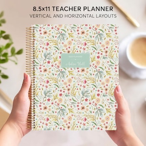 TEACHER PLANNER 2025-2026 - vertical or horizontal teacher planner 8.5x11 - lesson plan - teacher planbook - meadow floral