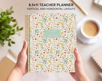 TEACHER PLANNER 2026-2027 - vertical or horizontal layout 8.5x11 - lesson plan - teacher planbook - meadow floral - No Tariffs