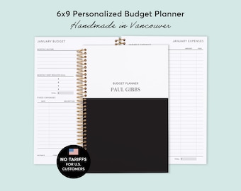 BUDGET PLANNER - 2027 Finance Planner 6x9 - Expense Tracker - Custom Start Month - Black White Color Block