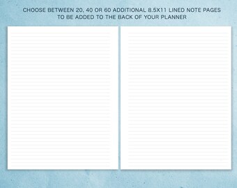 ADDITIONAL NOTE PAGES for 8.5x11 planners | selection of 20, 40 or 60 pages to be added to back of planner