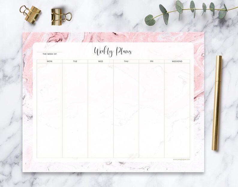 Weekly Notepad 11x8.5 Desk Calendar Pad Weekly Desk Pad Etsy