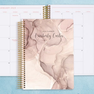 MONTHLY PLANNER | 2024 2025 no weekly view | choose your start month | 12 month calendar monthly tabs personalized | neutral abstract ink