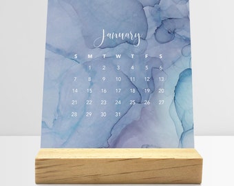 2024 Desk Calendar with Stand | Monthly Desk Calendar | Choose Your Start Month | Christmas Gift | Stocking Filler | Fluid Ink