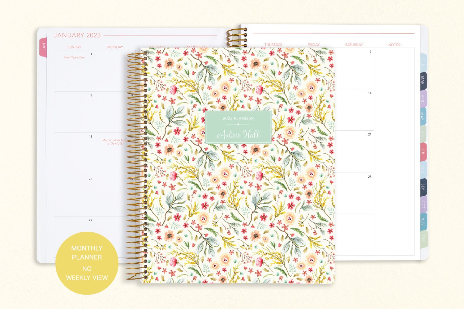 8.5x11 MONTHLY PLANNER Notebook 2023 2024 No Weekly View photo photo