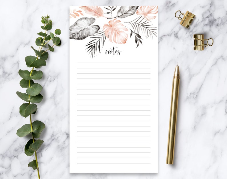 Lined Notepad - Tear off Notepad - to Do List Notepad - Floral Notepad ...