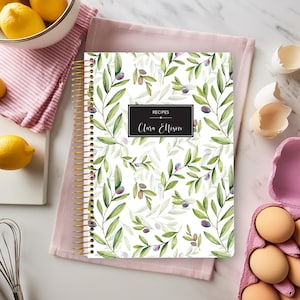 RECIPE BOOK, Blank Recipe Journal, Family Recipe Book for Her, Housewarming Gift, Cooking Gift for Mom - Olive Branches | No Tariffs