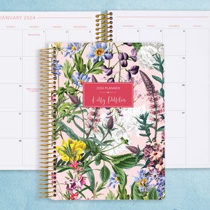 MONTHLY PLANNER | 2024 2025 no weekly view | choose your start month | 12 month calendar monthly tabs personalized | colorful florals pink