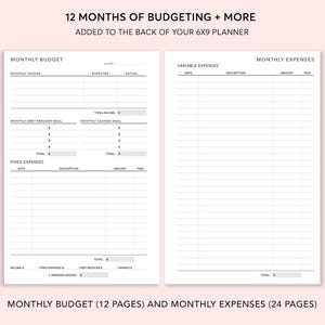 BUDGET/FINANCE SECTION for 6x9 planners | to be added to back of planner