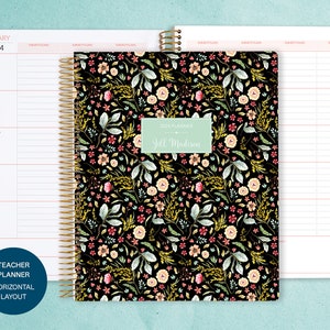 teacher planner 8.5x11 | 2024-2025 lesson plan calendar | weekly teacher planner | personalized teacher planbook | black meadow floral