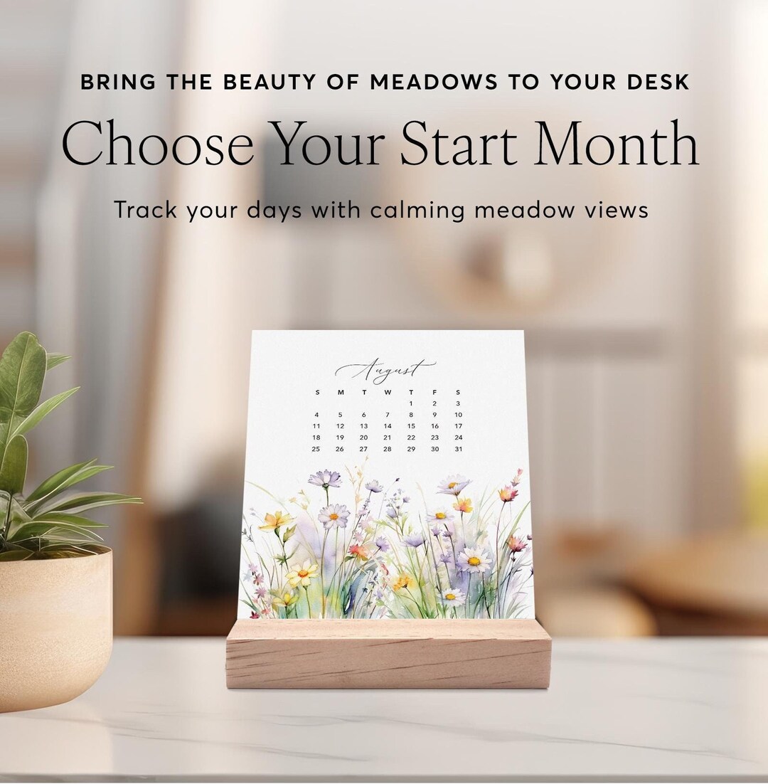 2025 Meadow Floral Desk Calendar With Wood Stand Monthly Desk 2025 Meadow Floral Desk Calendar With Wood Stand Monthly Desk