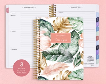 2025 Planner - 2025 Weekly Planner - Student Planner - Personalized Planner - 2025 Agenda - Custom Planner - Blush Gold Tropical