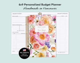 BUDGET PLANNER - Finance Planner 6x9 - Expense Tracker - Savings Tracker - Flirty Florals Colorful