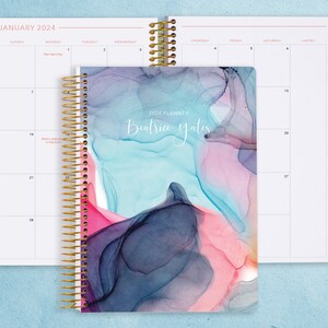 2025 MONTHLY PLANNER 6x9 | 2024 2025 no weekly view | choose your start month | 12 month calendar monthly tabs | multi-color flowing ink