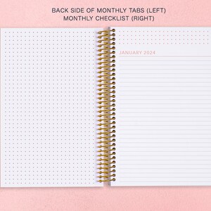 6x9 Planner 2024 2024-2025 Weekly Planner Calendar Student Planner Add Monthly Tabs Personalized Daytimer Navy Pink Gold Floral imagem 7