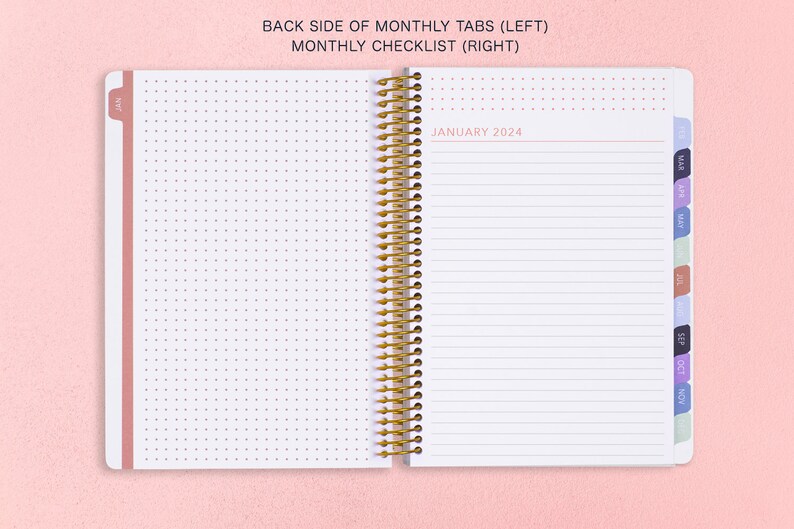 6x9 Planner 2024 2024-2025 Weekly Planner Calendar Student Planner Add Monthly Tabs Personalized Daytimer Navy Pink Gold Floral image 7