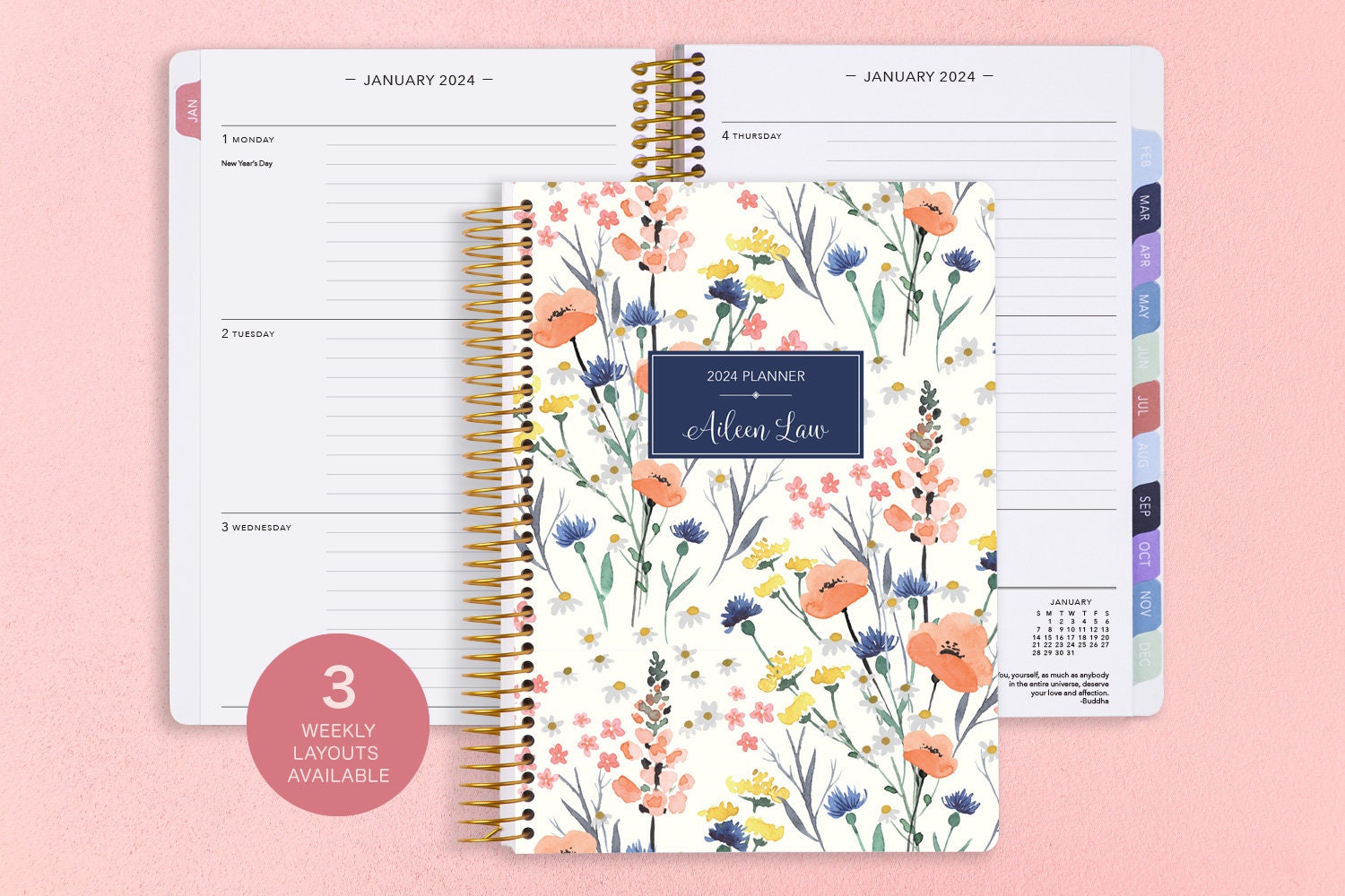 Planner 2024 custom 2024 2025 7x9 12 month planner student planner