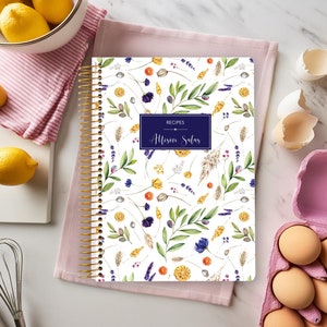 RECIPE NOTEBOOK, Personal Cookbook, Cooking Journal, Family Recipes, Blank Recipe Book, Recipe Log - Summer