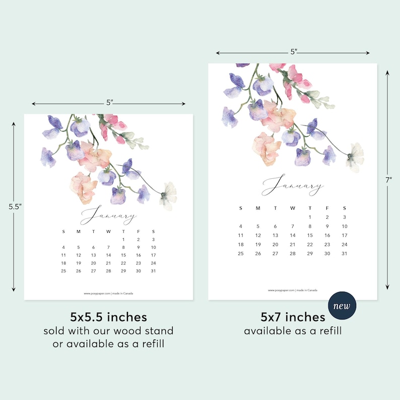Flirty Florals Desk Calendar With Wood Stand | 2026-2027 Choose Your Start Month | Mother's Day Gift | Office Decor - NO TARIFFS Bild 2