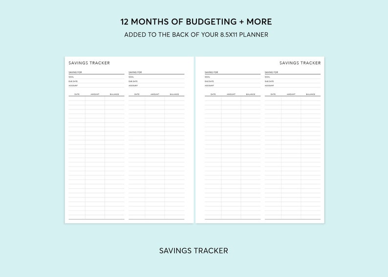 8.5x11 BUDGET/FINANCE SECTION to be added to back of planner image 5