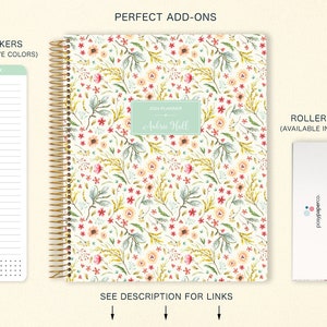 8.5x11 MONTHLY PLANNER notebook 2024 2025 no weekly view choose your start month 12 month calendar meadow floral image 7