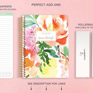 2025 Planner 2024-2025 Weekly Planner Student Planner Add Monthly Tabs Personalized Agenda Daytimer Citrus Watercolor Floral image 9