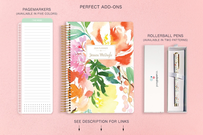 2025 Planner 2024-2025 Weekly Planner Student Planner Add Monthly Tabs Personalized Agenda Daytimer Citrus Watercolor Floral image 9