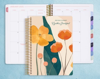 MONTHLY PLANNER - 2024 2025 No Weekly View - Choose Your Start Month -  Personalized Monthly Planner - Abstract Florals Pink Multicolor