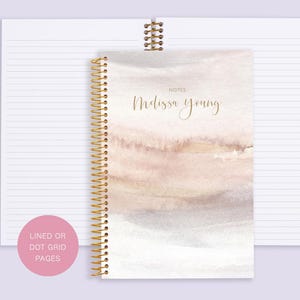personalized NOTEBOOK | travel journal | dot grid notebook | lined | spiral notebook | neutral watercolor gradient | NO TARIFFS