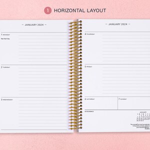 2025 Personalized Planner 6x9 Calendar 2024 2025 Choose Start Month Add Monthly Tabs Academic Planner Navy Pink Gold Floral image 2