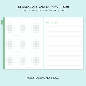 8.5x11 MEAL PLANNING SECTION to be added to back of planner image 4