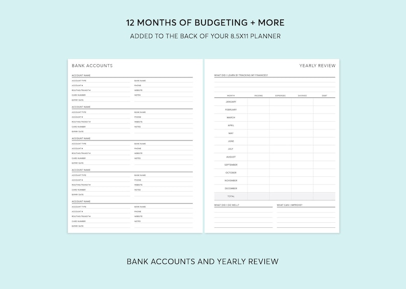 8.5x11 BUDGET/FINANCE SECTION to be added to back of planner image 6