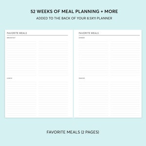 8.5x11 MEAL PLANNING SECTION to be added to back of planner image 2