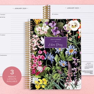 2025 Planner 2024 2025 Weekly Planner Custom Student Planner Personalized Planner 2025 Agenda Planner Colorful Florals Black image 1