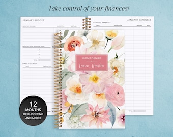 BUDGET PLANNER - 2024-2025 Finance Planner 6x9 - Expense Tracker - Savings Tracker - Flirty Florals Blush