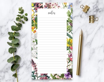 Lined Notepad - Botanical Notepad - Floral Notepad - To do List Notepad - Tear off Pages Notepad - 60 Tear off Pages Note Pad - Gift for Her