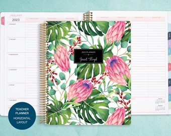 teacher planner 8.5x11 | 2024-2025 lesson plan calendar | weekly teacher planner | personalized teacher planbook | tropical floral