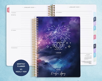 Cancer MONTHLY PLANNER 2025 - Zodiac Sign 6x9 Personalized Monthly Planner 2024-2025 - Cancer Astrology Gift - Astrological Sign CANCER