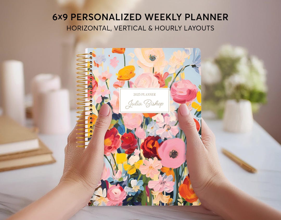 2026 Weekly Planner 12 Month Calendar 6x9 Personalized Planner 2025
