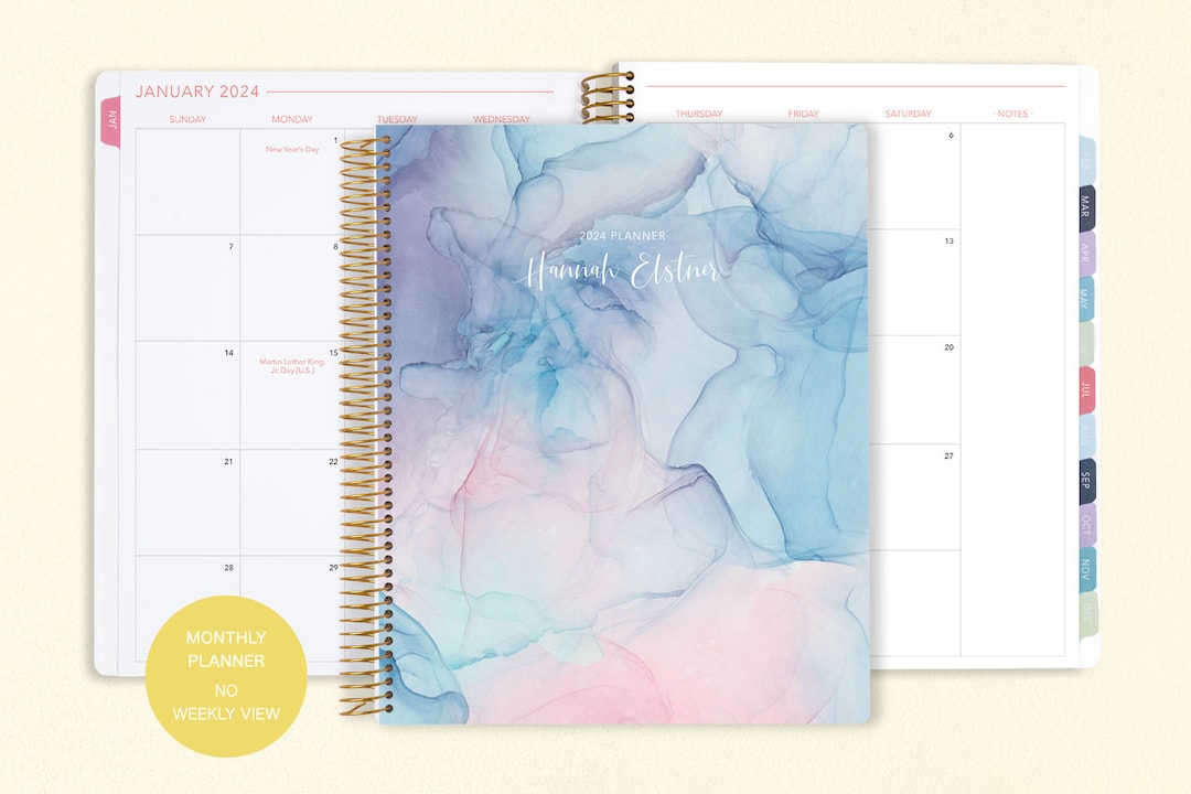 8.5x11 MONTHLY PLANNER Notebook 2024 2025 No Weekly View Choose Your