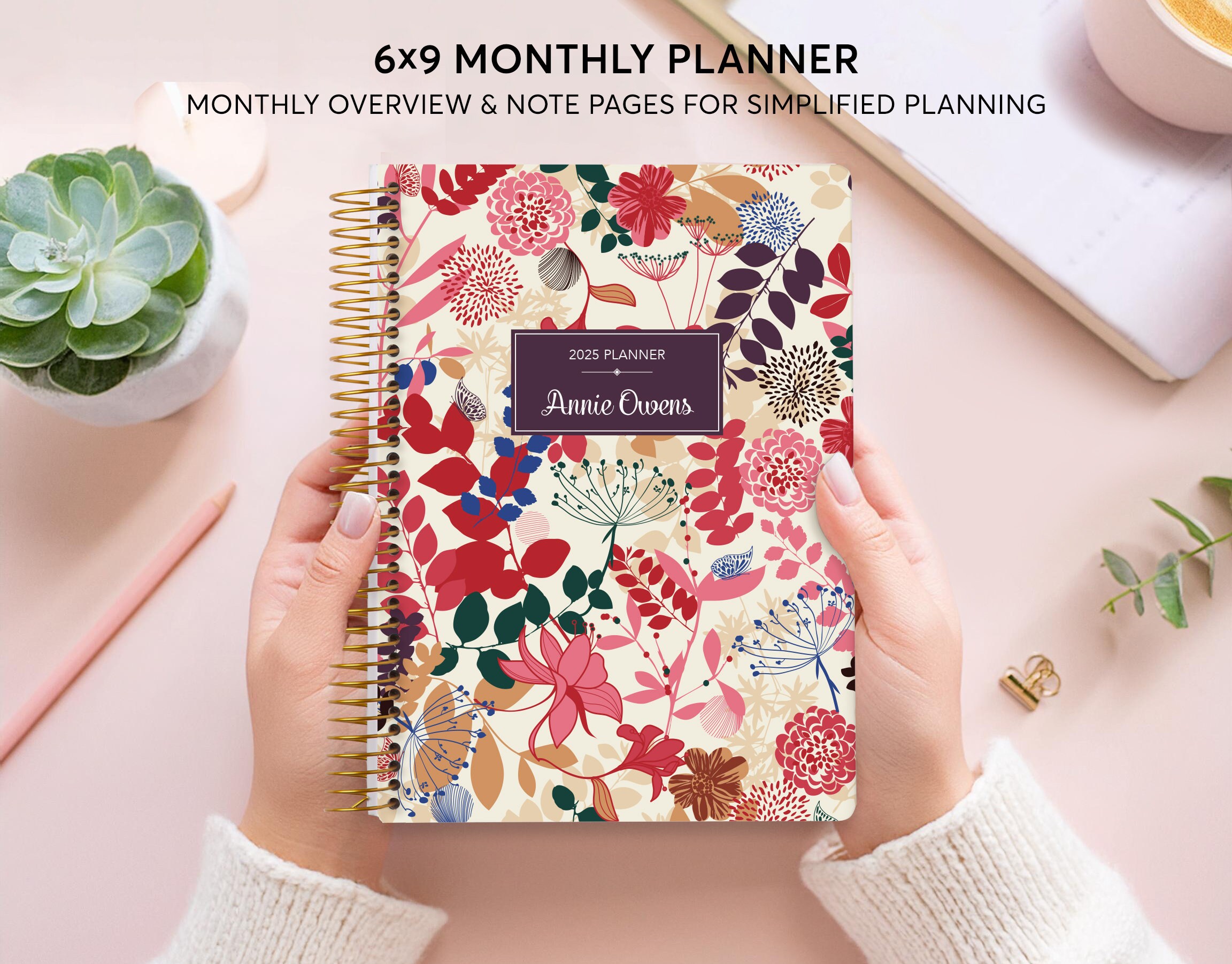MONTHLY PLANNER Notebook | 2025 2026 No Weekly View | Choose