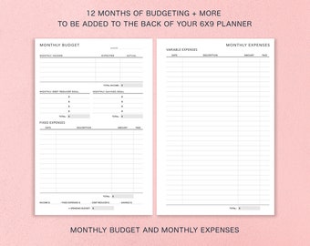 BUDGET/FINANCE SECTION for 6x9 planners | to be added to back of planner
