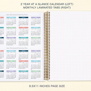 8.5x11 MONTHLY PLANNER Notebook 2024 2025 No Weekly View Choose Your Start Month 12 Month Calendar Abstract Florals Multicolor image 3