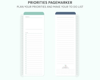 PRIORITIES PAGEMARKER for planner bookmark clip-in page marker | laminated wet erase