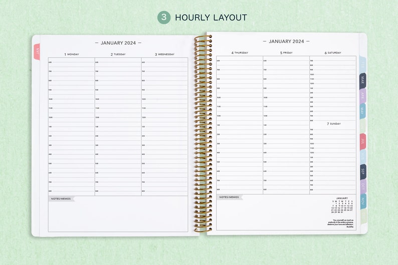 8.5x11 weekly planner 2024 2025 choose your start month 12 month calendar LARGE WEEKLY PLANNER blue watercolor stripes image 4