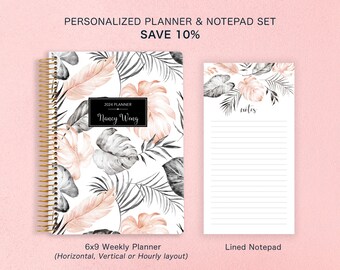 2024 Planner Bundle - 2024-2025 Planner Set - Lined Notepad - Gifts for Mom - Gifts for Her - Personalized Gift