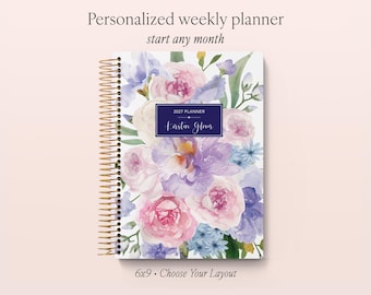 2027 Personalized Weekly Planner - Best Planner - 6x9 Weekly Planner 2026-2027 - Custom Planner - Flirty Florals Mauve