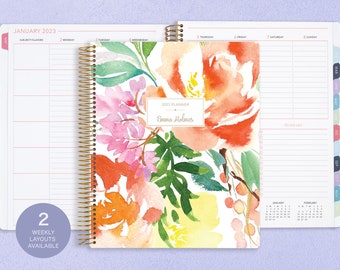 8.5x11 STUDENT PLANNER 2024-2025 calendar | personalized weekly student planner agenda | choose your start month | citrus watercolor floral