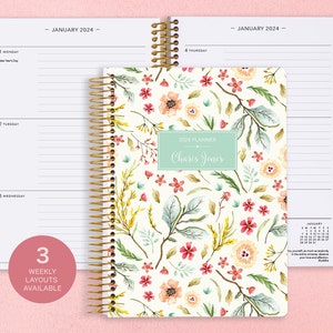 2025 Weekly Planner - Personalized Planner - Personalized Gift - Work Planner - Academic Planner - Custom Planner - Meadow Floral