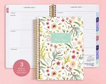 2025 Weekly Planner - Personalized Planner - Personalized Gift - Work Planner - Academic Planner - Custom Planner - Meadow Floral